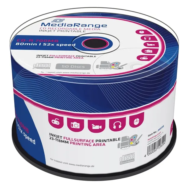 Mediarange CD-R 700MB 50PACK Printable