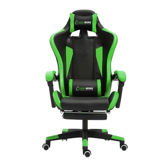 Herzberg Gaming Chair with footstool Green (HG-8080GRN) (HEZHG8080GRN)