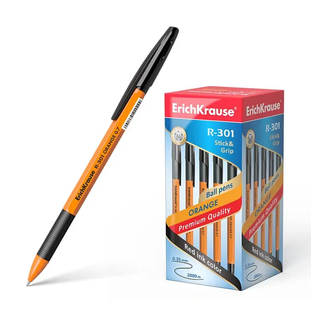 Erichkrause Ballpoint Pen R-301 Orange Stick&Grip 0.7 Black 39533