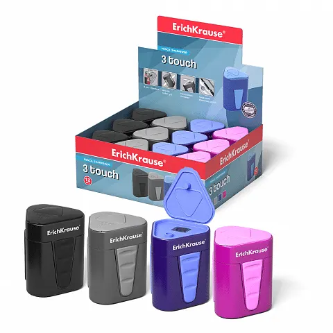 Erichkrause Sharpener 3-TOUCH with Container and Lid 33615