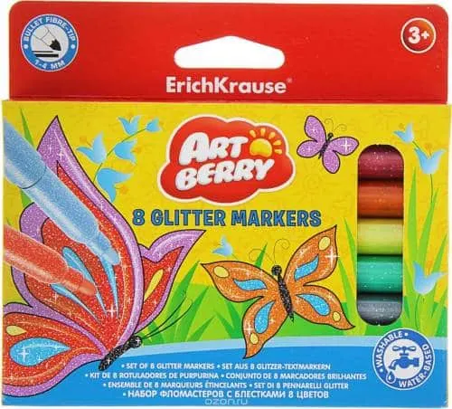 Erichkrause Artberry Fibre-Tip Pens Glitter Easy Washable (8 Colors) 39020
