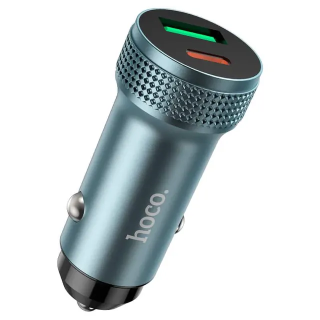 Hoco Z49B Car Charger 38W USB + Usb-C Metal Gray