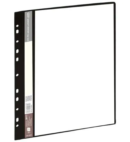 PVC File A4 with Holes 20 Pockets Black 120-1844