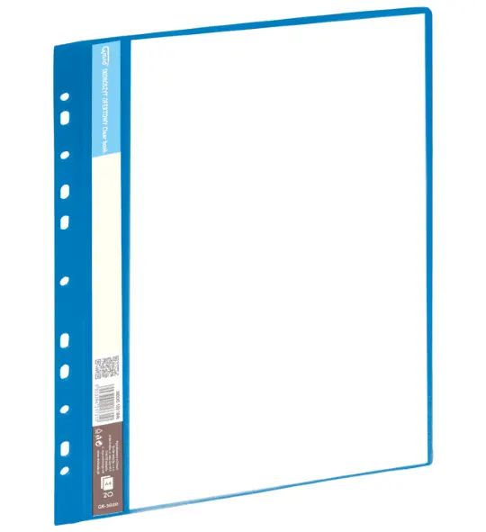 PVC File A4 with Holes 20 Pocket Blue 120-1846