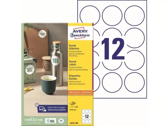Zweckform Label A4 Round 60MM L3416