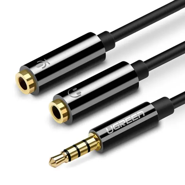 Ugreen Headphone Splitter Mini Jack 3.5 mm – 2 x mini jack 3.5 mm (microphone + stereo output) black (AV141)