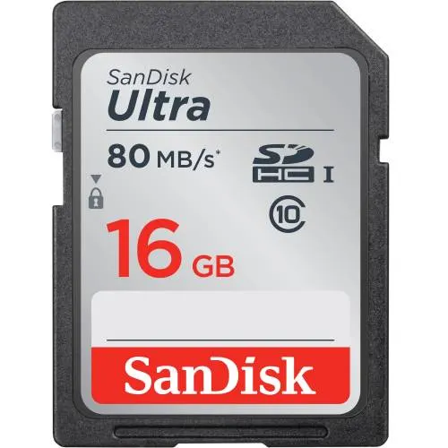 SanDisk Ultra 16GB Class 10 SDHC Uhs-I Memory Card up to 80MB/s