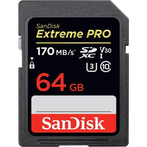 Sandisk Extreme Pro SDXC Card 64GB - 170MB/s V30 Uhs-I U3