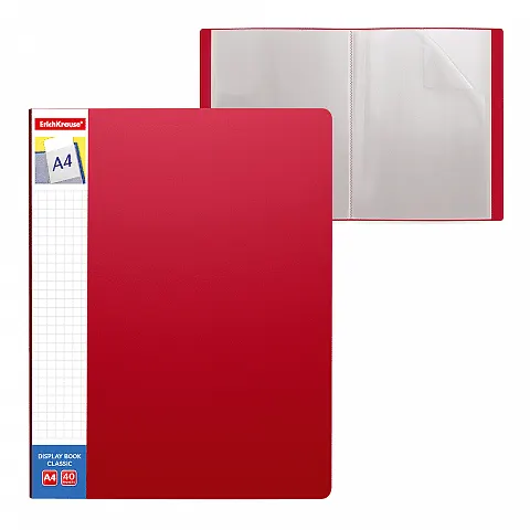 Erichkrause Display Book + Spine Pocket Classic 40 Pockets A4 Red 46088