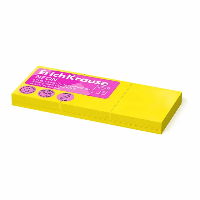 Erichkrause Sticky Notes Neon 50x40 mm (300 sheets/YELLOW) 61707