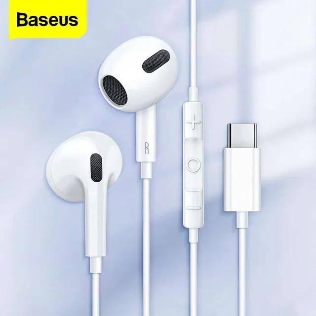Baseus Encok C17 Wired Type-C Headphones + Microphone White (NGCR010002)
