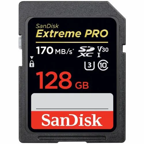 Sandisk Extreme Pro SDXC Card 128GB - 170MB/s V30 Uhs-I U3