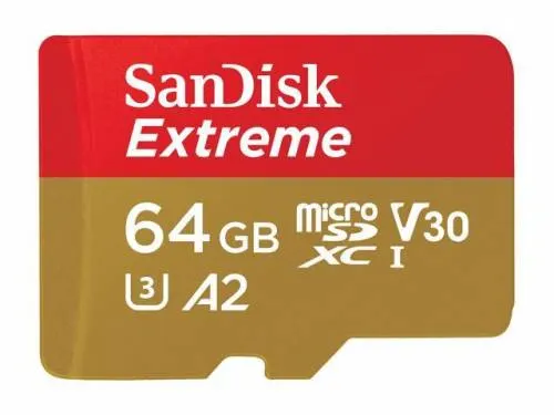 Sandisk Extreme microSDXC 64GB + SD Adapter + Rescue Pro Deluxe 160MB/s A2 C10 V
