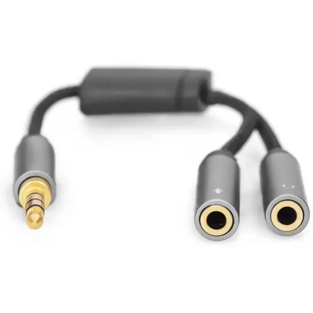 Digitus Audio Headset Splitter 3.5MM to 2x3.5MM Aluminium Housing DB-510320-002-S
