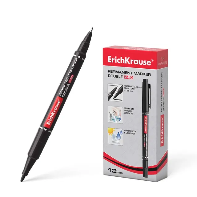 Erichkrause Twin Permanent Marker P-80 Black for CD/DVD 48183