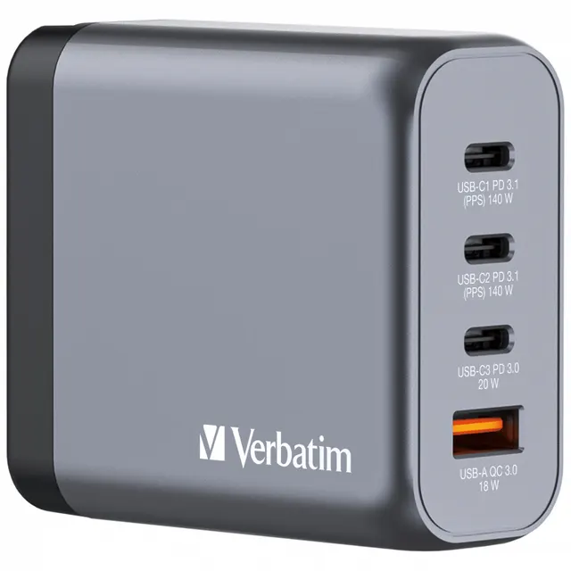 Verbatim Gan Charger 4 Ports 140W Usba/C (Eu/Uk/Us) 32203