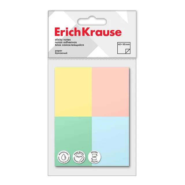 Erichkrause Sticky Notes 40x50 mm (400 sheets/4 colors) 61711