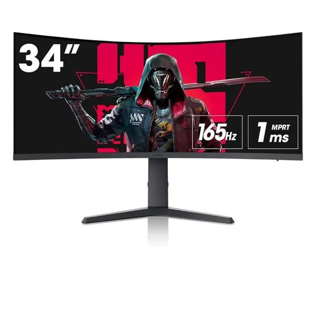Koorui Gaming Curved Monitor 34" WQHD 165Hz 1MS Ultrawide Hdmi/Dp 3YW Contrast 3000:1 34E6UC