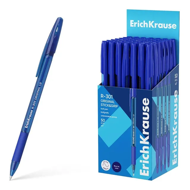 Erichkrause Ballpoint Pen R-301 Stick&Grip Original 1.0 Blue 60972