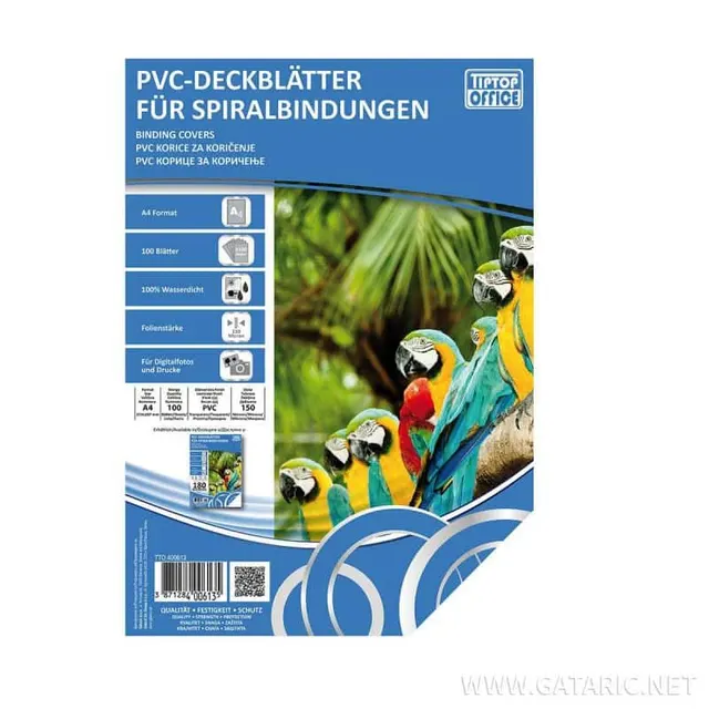 Tto A4 PVC Transparencies (Binding Cover) for Spiral 150MIC Clear (100PCS)