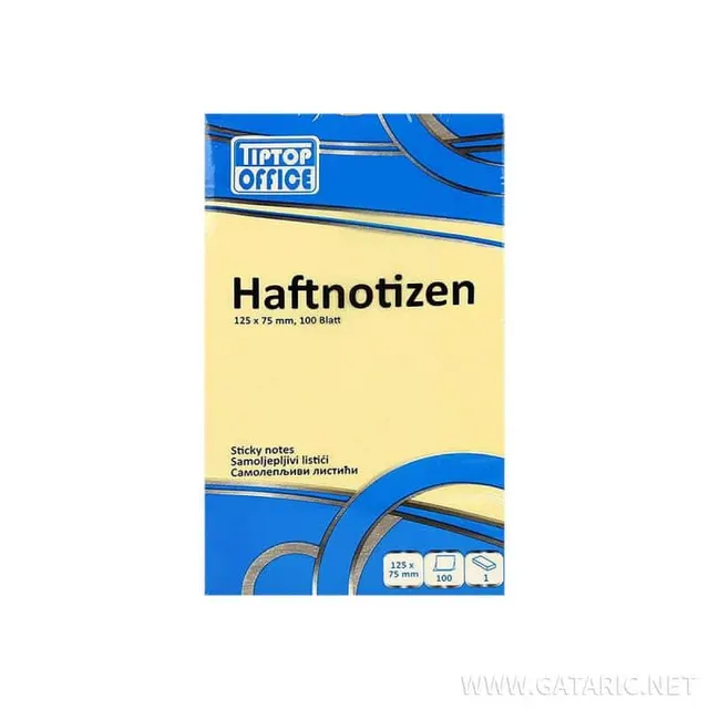 Tto Sticky Notes 75X125 Pastel Yellow 100SH. 403291