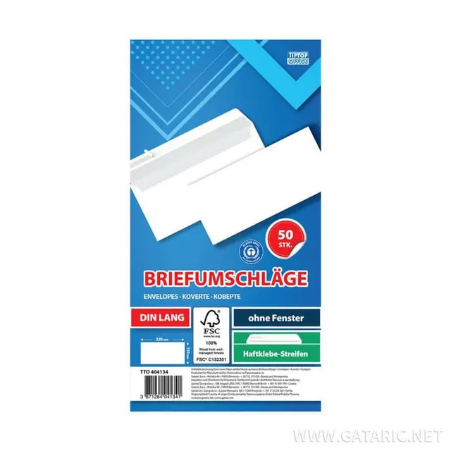 Tto White Envelopes 110X230 404134 (Utility Bill Size) 50PCS
