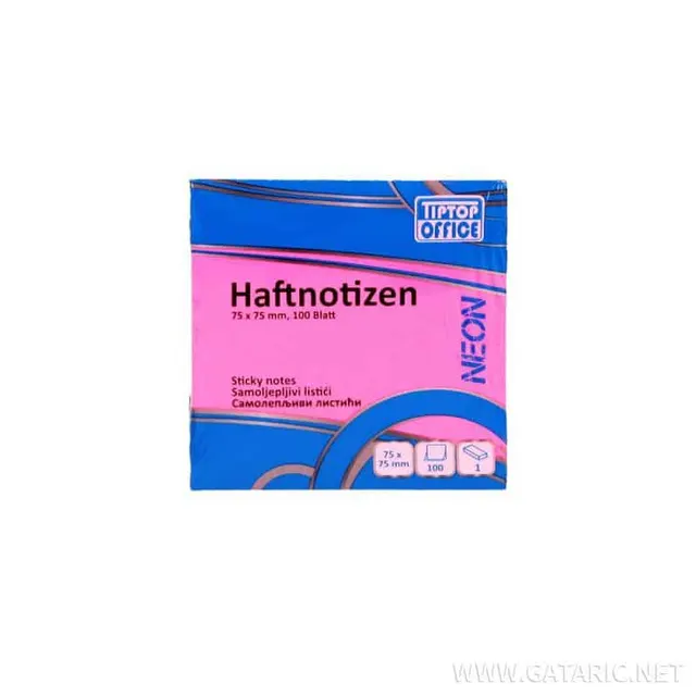 Tto Stick Notes 75X75MM 100SHEETS Neon Pink 405020