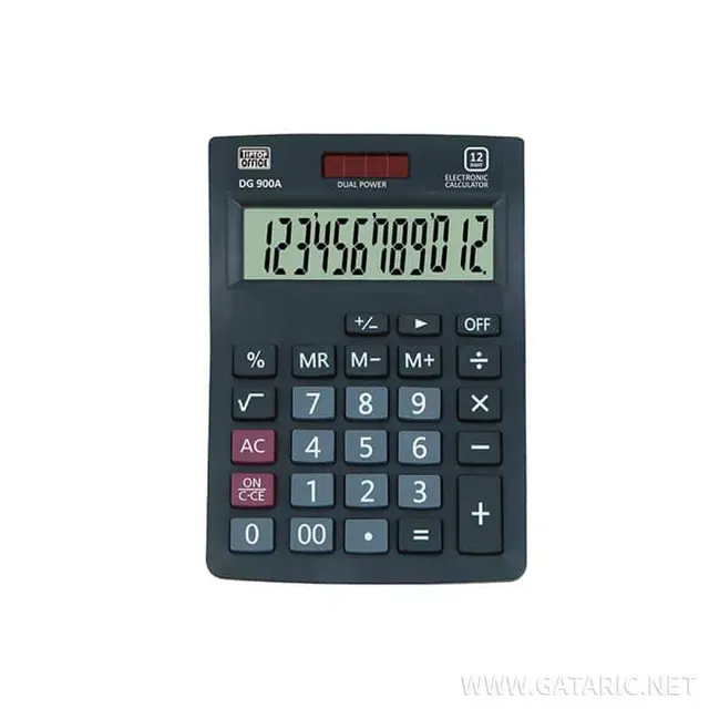 Tto Calculator 12-DIGITS DG-900A Dual Power Black 405933