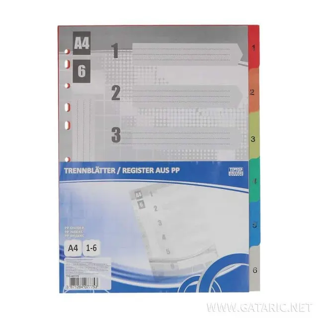 Tto PVC Divider A4 1-6 Colour 407775