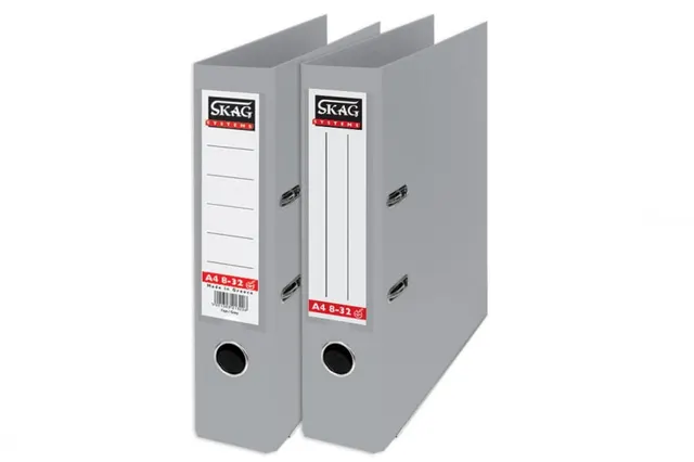 Skag Premium Box File A4 PVC 8CM Grey 8/32