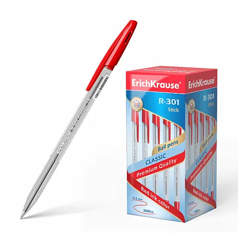 Erichkrause Ballpoint Pen R-301 Classic Stick 1.0 Red 43186