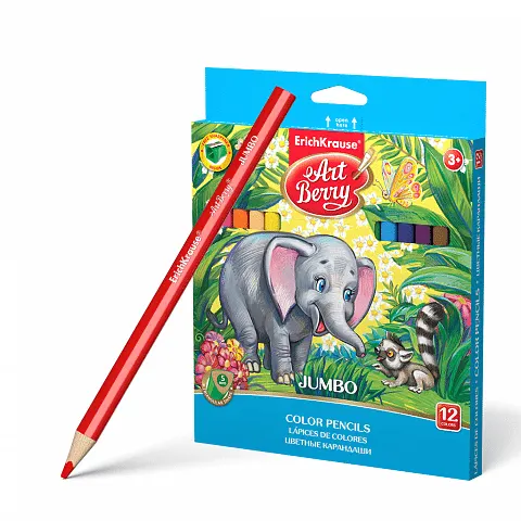 Erichkrause Artberry Triangular Color Pencils Jumbo with Sharpener (12 Colors) 32474