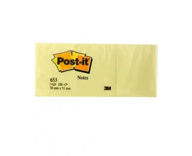 Post-It Notes 38X51MM 653 Yellow (3 pcs) 3M-653