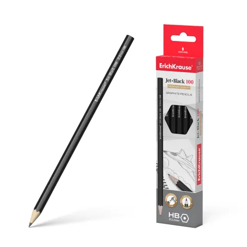 Erichkrause Graphite Hexagonal Pencil Jet Black 100 HB (Each) 45604/45478