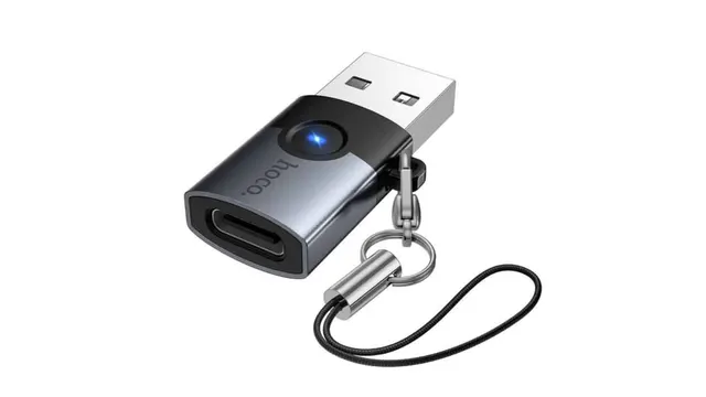 Hoco UA46B Victory Usb-A Male to Usb-C Female Adapter Metal Gray