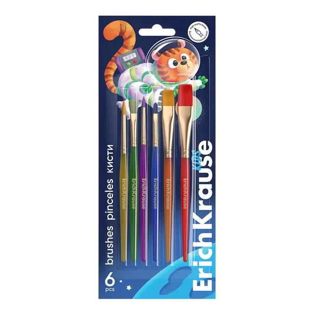 Erichkrause Synthetic Brushes Kids Space Animals (6PCS) 61850