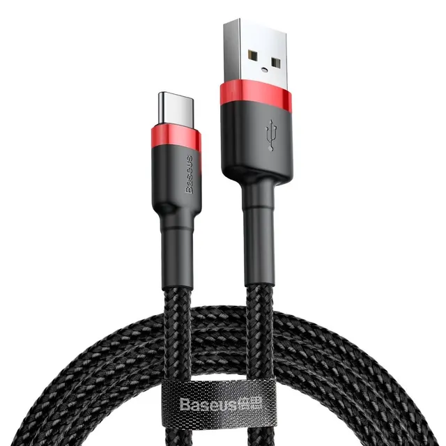 Baseus Cafule Braided USB to Type-C 3METERS BLK Red CATKLF-U91
