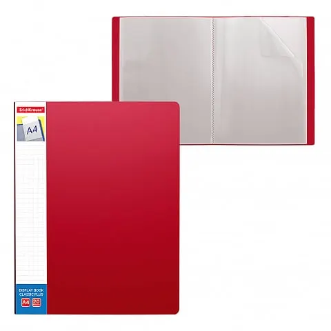 Erichkrause Display Book + Spine Pocket Classic 20 Pockets A4 Red 46074