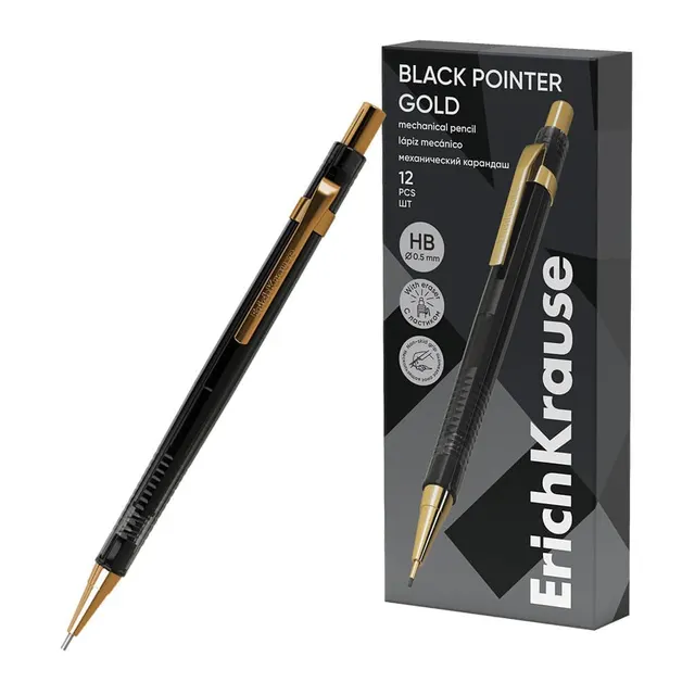 Erichkrause Mechanical Pencil Black Pointer Gold 0.5mm HB 60978