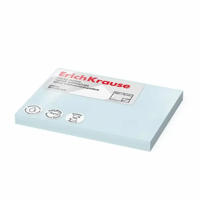 Erichkrause Sticky Notes 100x75 mm (100 sheets/PASTEL Blue) 61716