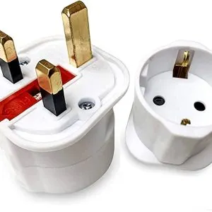 Euro Adaptor 2PIN to UK Plug 3PIN 13A Schuko