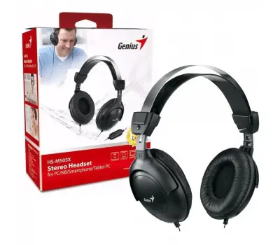 Genius Adjustable Headset with Earcup Leather (one jack) HSM505x