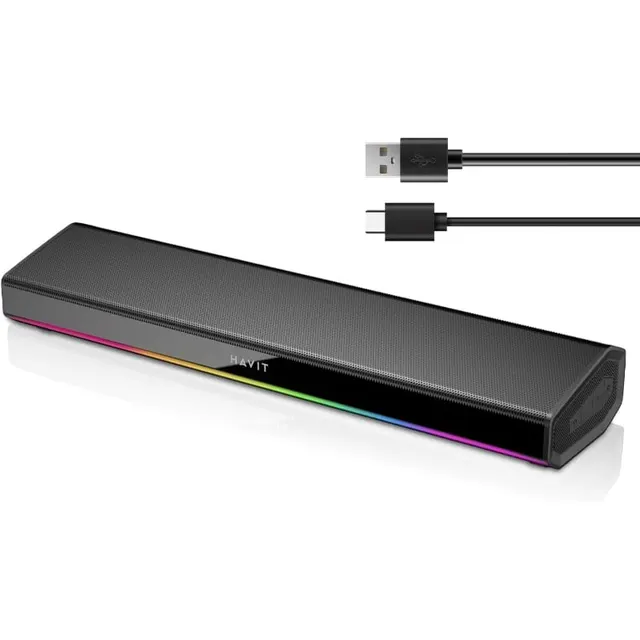 Havit PC Speakers, 20W Bluetooth V5.3 Computer Soundbar with 3D Black SK770BT