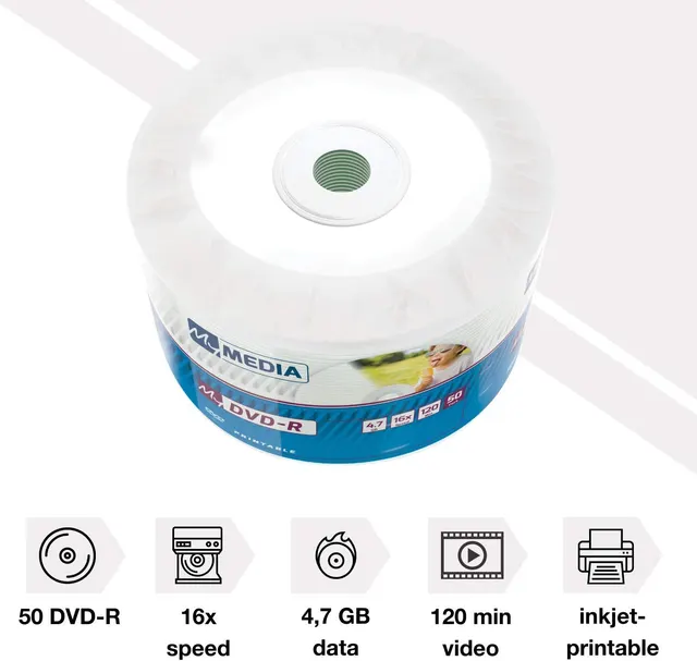 MyMedia - DVD-R 50PK Wrap 4.7GB - Printable - 69202