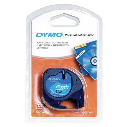 Dymo Tape for Letratag 12MMX4M Black On Blue 91205 S0721650