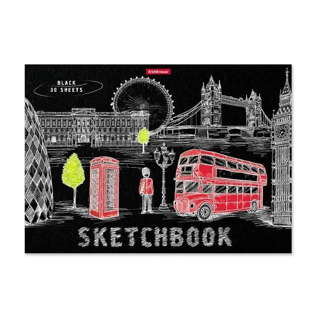 Erichkrause A4 Sketchbook Great Britain 30 Black Sheets 120GSM 49851