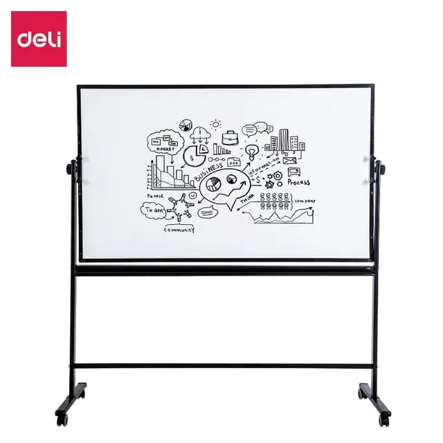 Deli Whiteboard Magnetic 2-SIDED with Stand 900X1800MM DL-E7884
