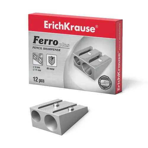 Erichkrause Double Hole Aluminum Sharpener Ferro Silver 7075