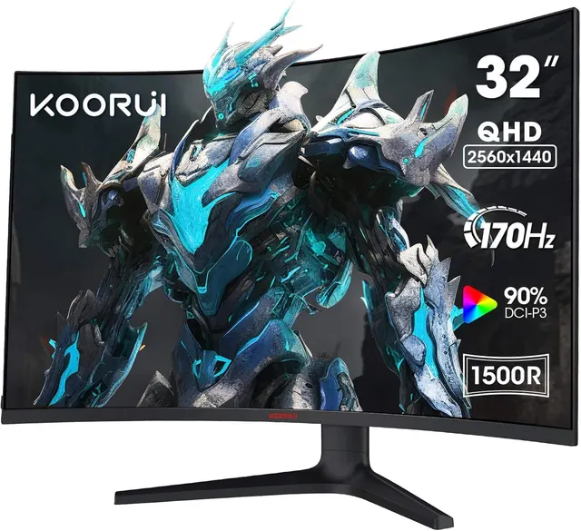Koorui Gaming Curved 2K Monitor 32" QHD 170Hz Ultrawide/Thin Hdmi/Dp 3YW 32E6QC