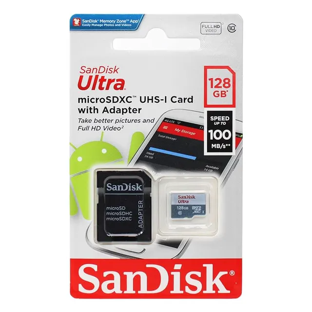 SanDisk Ultra microSDHC™/microSDXC™ Uhs-I card 128GB SDSQUNR-128G-GN3MA